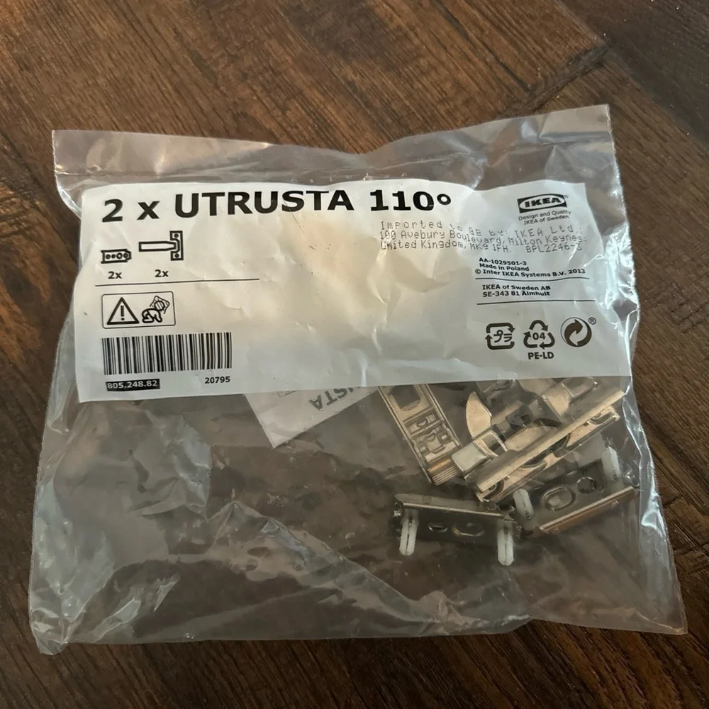 IKEA UTRUSTA 110° Hinge w/Built-in Damper & Mount Plate 805.248.82